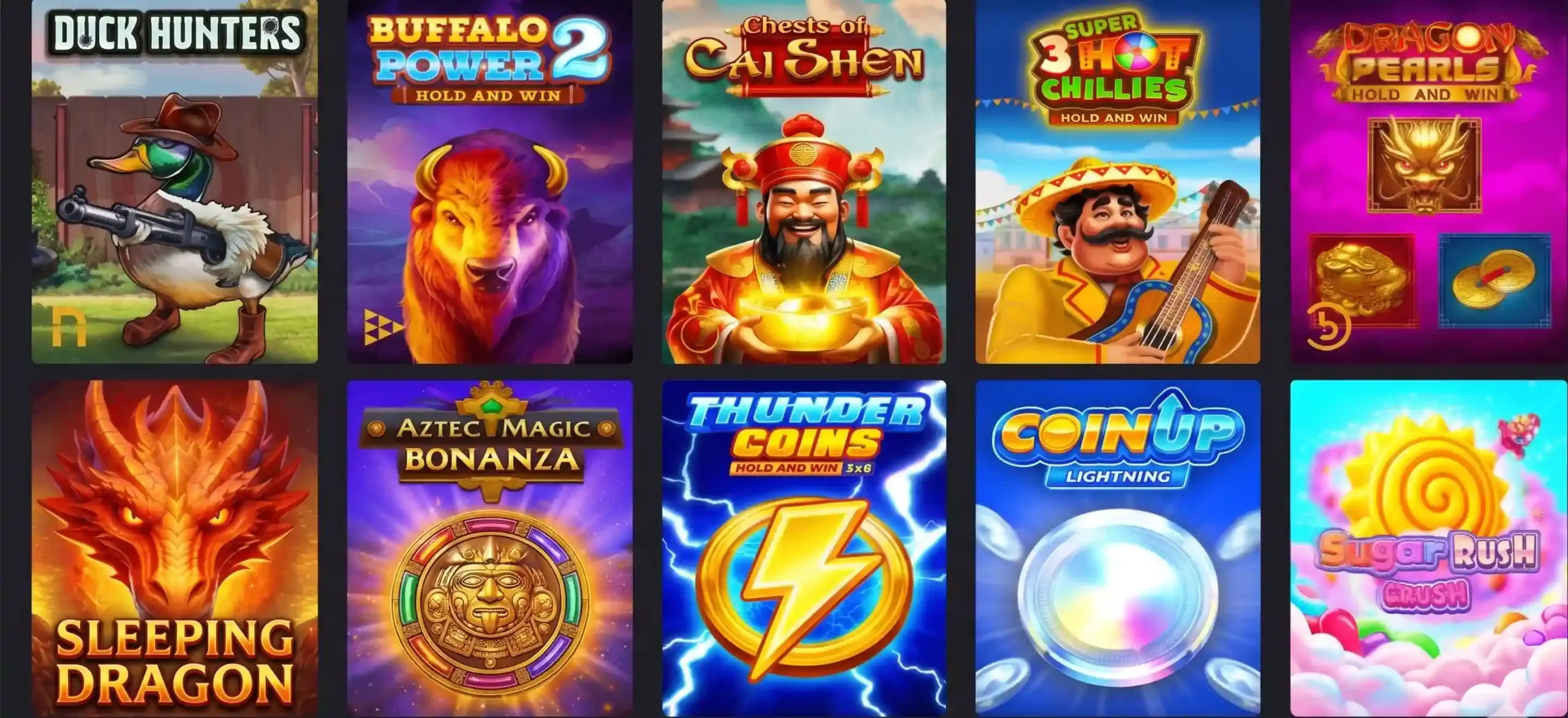 Casino slot games collection grid
